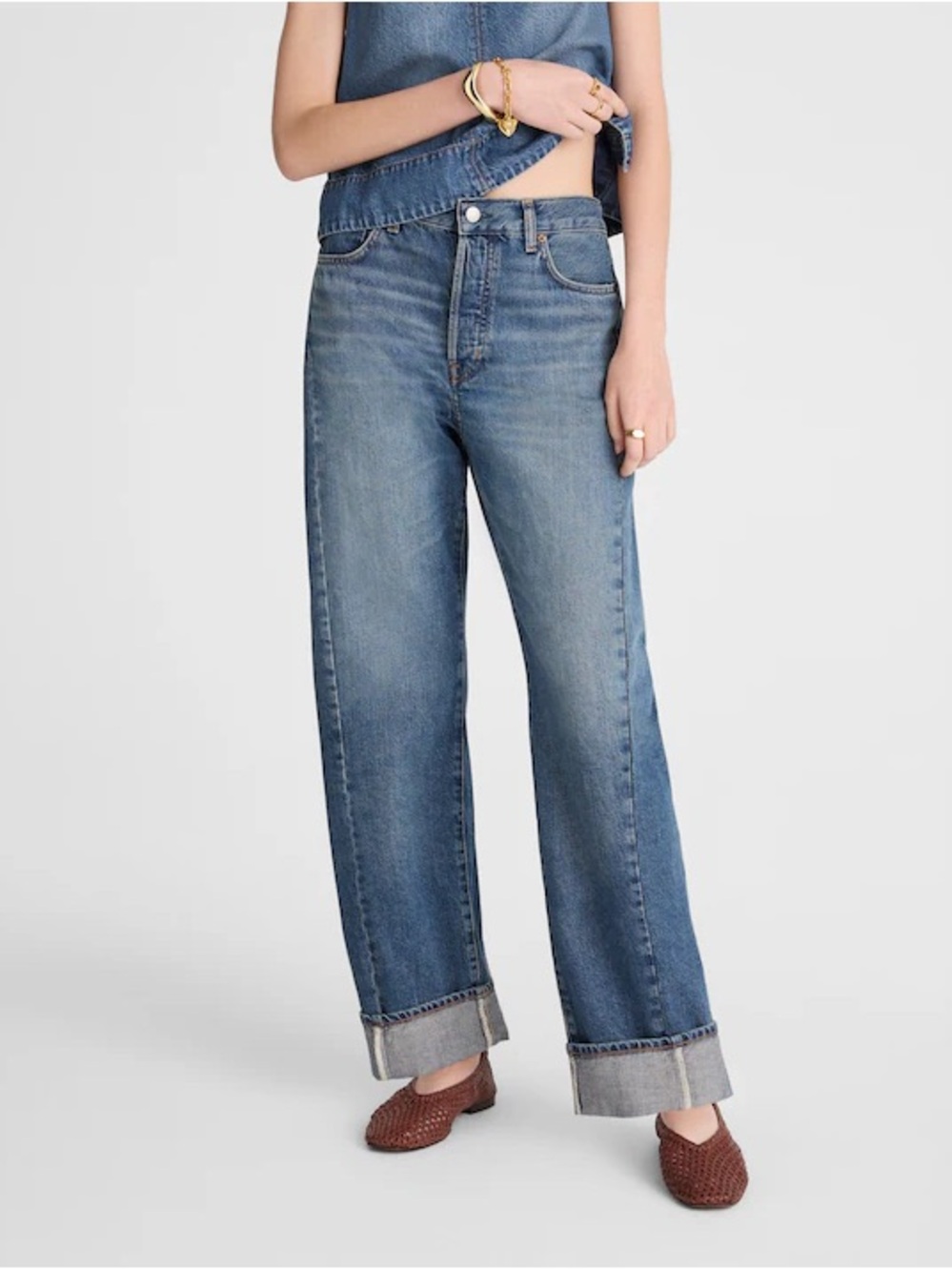 MADEWELL • The Pieced Barrel-Leg Full-Length Jean 27 tall high rise